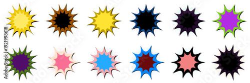 Comic Book Style Explosion Speech Bubbles, Retro Pop Art Action Elements