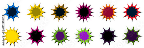 Retro Comic Book Explosion Bubbles for Superhero Themed Birthday Party Graphics