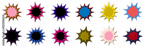 Retro Comic Book Explosion Bubbles for Superhero Graphic Design and Pop Art Posters