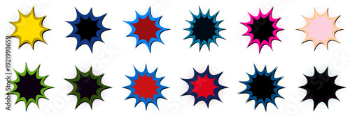 Comic Book Explosion Bubbles for Superhero Graphic Novels and Pop Art Design