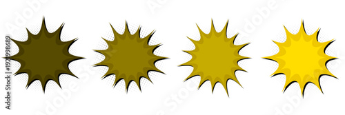 Yellow Comic Book Explosion Bubbles for Retro Superhero Graphic Design