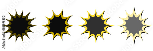 Retro comic book explosion starburst set for superhero graphic design and vintage pop art elements