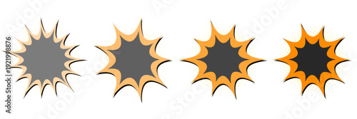 Set of four vintage comic book action burst frames for retro pop art design