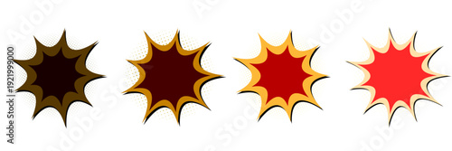Set of four vintage comic book explosion bubbles for retro pop art sound effects and stickers