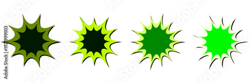 Green Comic Book Explosion Bubbles for Toxic Waste and Biohazard Graphics