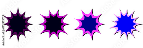 Vaporwave Aesthetic Comic Book Action Starbursts and Explosion Graphic Elements for Retro Design