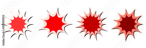 Red Comic Book Explosion Bubbles for Superhero Action Scenes and Manga Art