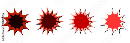 Red Comic Book Explosion Bubbles for Superhero Action Scenes