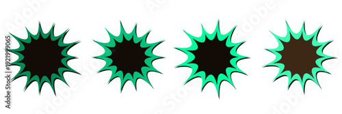 Set of Green Comic Book Explosion Speech Bubbles for Retro Pop Art Design