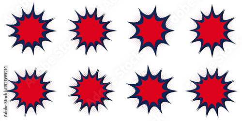 Set of Retro Superhero Comic Book Burst Elements for Promotional Sales and Marketing Graphics