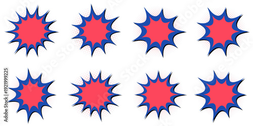 Retro Comic Book Explosion Bubbles for Superhero Party Invitations and Pop Art Design