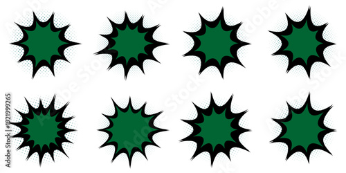 Green Comic Explosion Bubbles for Eco Friendly Marketing and Sustainable Energy Promotion