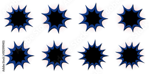 Blue Comic Book Explosion Bubbles for Superhero Themed Birthday Party Graphics