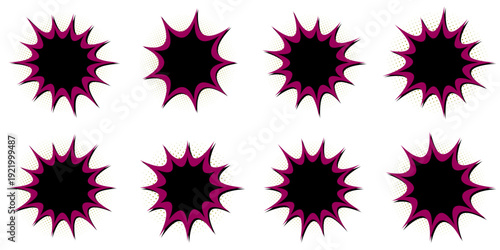 Purple Comic Book Speech Bubbles for Superhero Themed Birthday Party Graphics