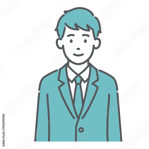 笑顔の10代男性（男子学生）のイラスト（正面・上半身）