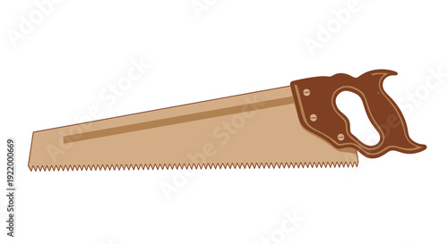 Vintage Hand Saw with Ornate Wooden Handle - Vector Illustration