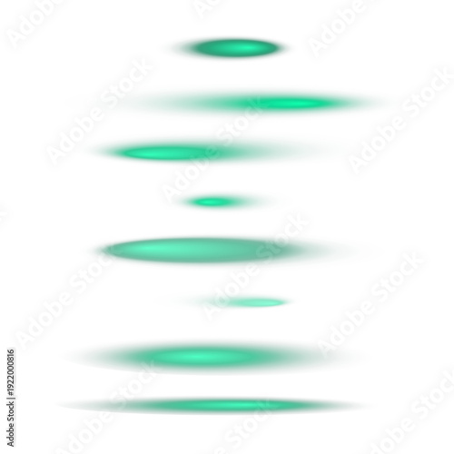 Futuristic green glowing energy portals and teleportation pads for scifi game UI design