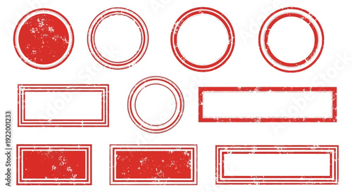 Collection of Grunge Red Stamps and Seals for Documents and Certificates