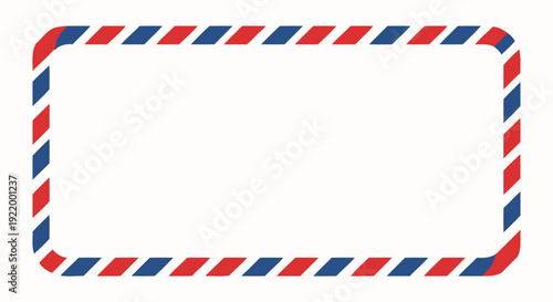 Retro Air Mail Border with Diagonal Red and Blue Stripes and Rounded Corners