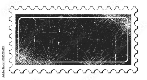 Distressed Vintage Postage Stamp Frame with Blank Grunge Texture for Design