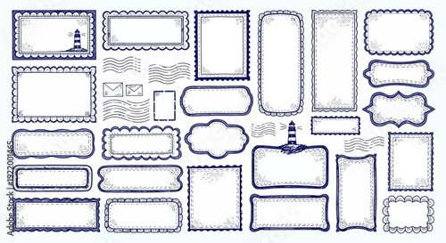 Collection of Vintage Nautical Frames and Decorative Borders for Design