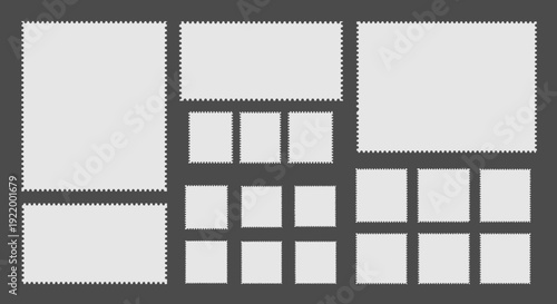 Collection of Blank Perforated Postage Stamp Templates and Mockups