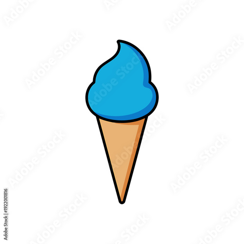 Ice cream cone vector illustration with chocolate and vanilla scoop on white background summer dessert icon