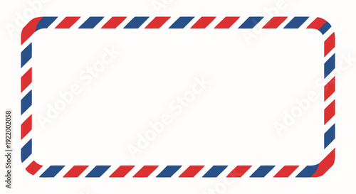 Retro Air Mail Border with Diagonal Red and Blue Stripes and Rounded Corners