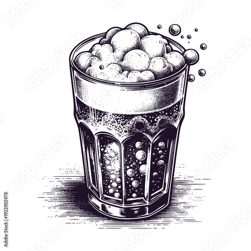 a glass of beer full of foam