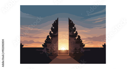 Twin Towers with Spiked Edges at Sunset.