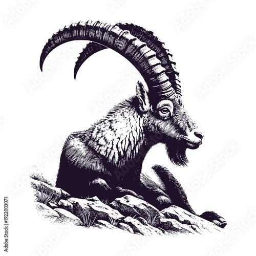 mountain goat ibex on hilltop