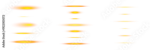 Set of glowing orange anamorphic lens flares for cinematic video game UI and sci-fi graphics