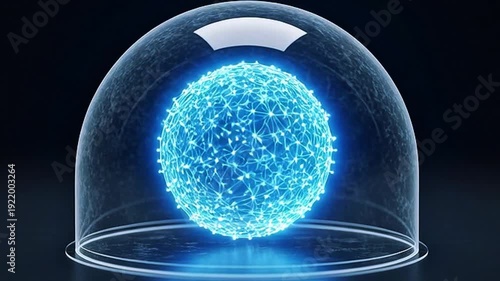 One glowing node isolated inside transparent dome