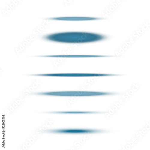 Set of blue futuristic UI shadow effects and soft oval drop shadows for product mockups