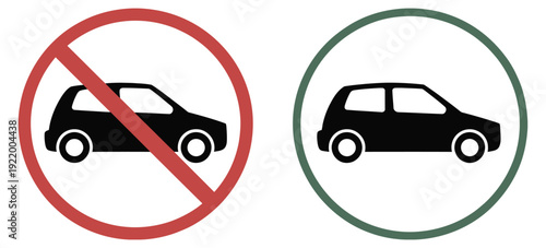 allowed and prohibited car signs for parking and driving regulations, providing a clear visual guide for road safety and traffic law enforcement.