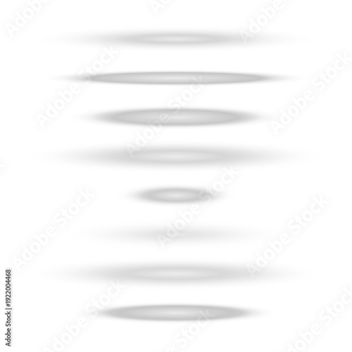 Collection of soft grey elliptical shadows for floating product mockups and ecommerce UI design