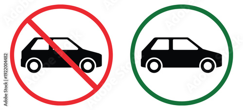 allowed and prohibited car signs for parking and driving regulations, providing a clear visual guide for road safety and traffic law enforcement.