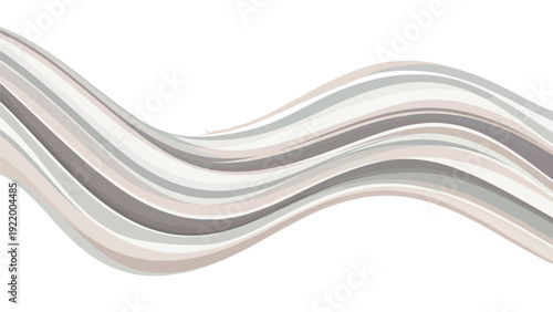 Wavy Silver Metallic Stripes on White Background.