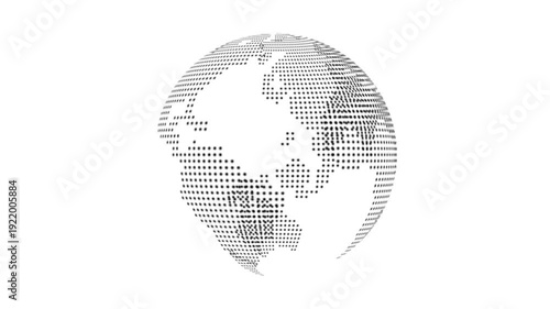 Digital globe made of small dots on white background technology and data visualization concept dot pattern