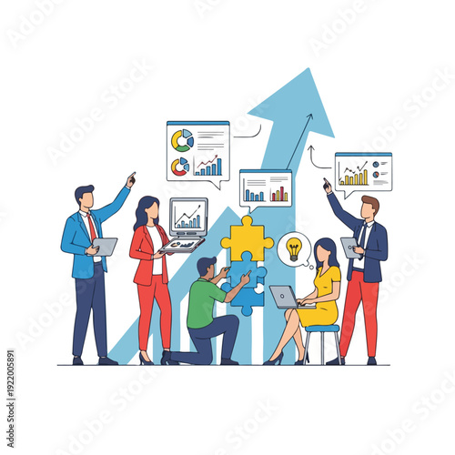 Business Professionals Analyzing Data and Growth Strategy.