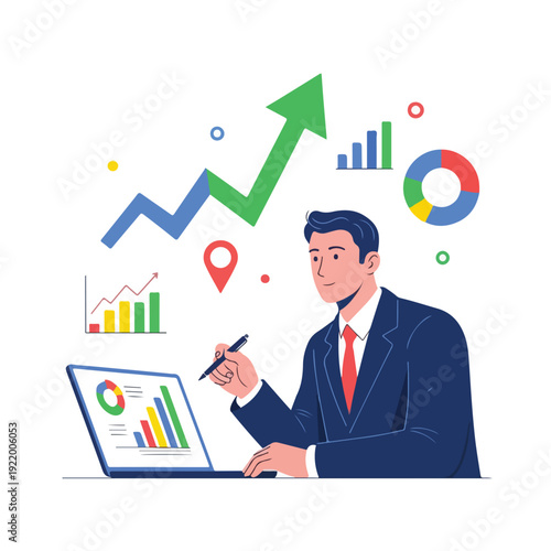 Businessman Analyzing Data on Laptop Screen 1.