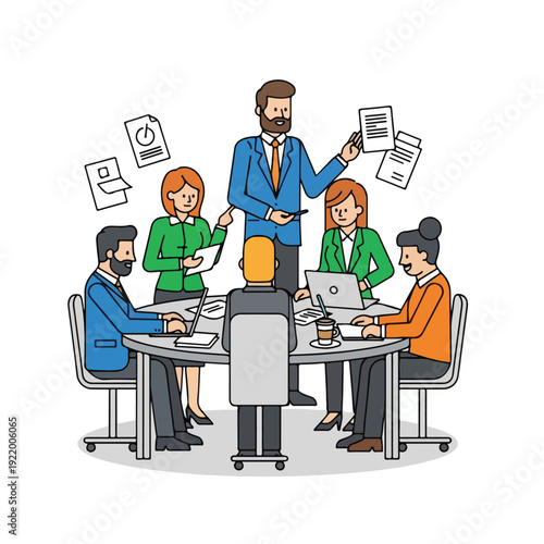 Business Team Meeting with Leader Presenting.