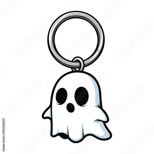 Cartoon Ghost Keychain with Simple Design.