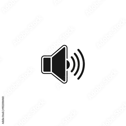 A clean, minimalist vector icon depicting a speaker emitting sound waves, representing audio volume control, multimedia settings, and digital sound output for web and mobile interfaces