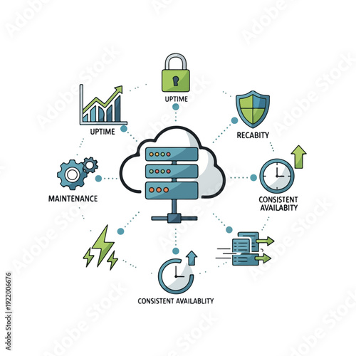 Cloud Computing Server with Security Icons.