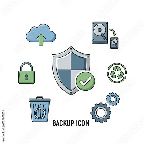 Collection of Backup Security Icons Symbols.