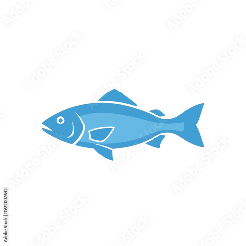 A simple blue fish illustration, depicted from the side with clean lines and a minimalist aesthetic, perfect for various design applications