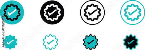 Set of checkmark icons in various colors and styles for approval and confirmation