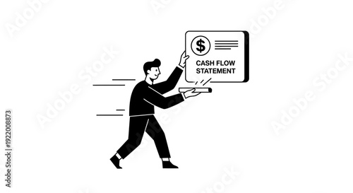 Man holding a cash flow statement with a dollar sign icon, symbolizing financial success and effective business management