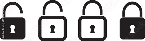 Set of black padlock icons representing security and protection